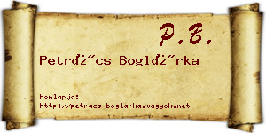 Petrács Boglárka névjegykártya
